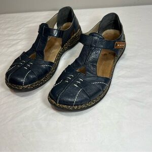 Rieker Daisy blue leather mary jane shoes size 40